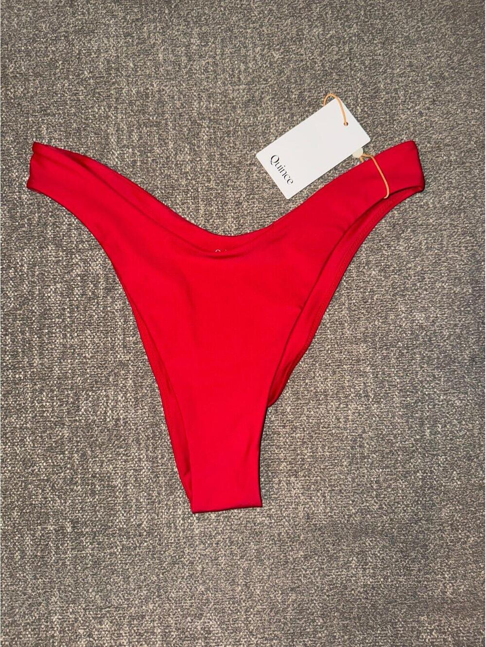 Quince NWT Red High Cut Bikini Bottoms Size M Cheeky Swim Bottom